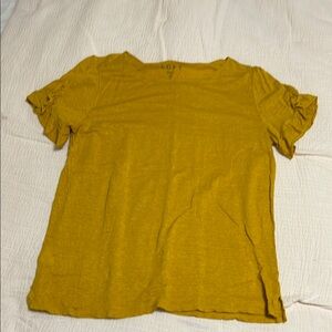 LOFT linen Yellow Ruffled Short Sleeve T-Shirt